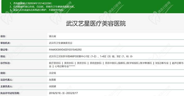 武漢藝星醫(yī)療美容醫(yī)院正規(guī)資質(zhì)